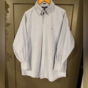 Tommy Hilfiger Light Blue Casual Button Down Shirt Heritage Oxford Reg Fit 17.5